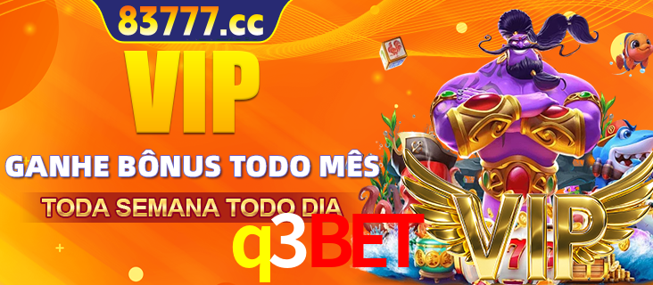 Banner promocional do q3bet oferecendo 100% de recompensas adicionais contínuas para quem fizer o login diário (Daily sign-in), com um mascote de coelho.