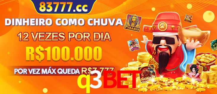 Banner do programa de recompensas Recomende para amigos do q3bet, detalhando os bônus por convidar amigos, com prêmios que chegam a R$288.888.